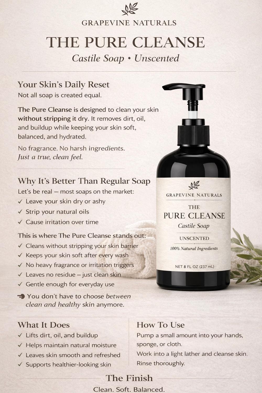 Castile Soap The Pure Cleanse by Tiara's Crown Collection, additional view